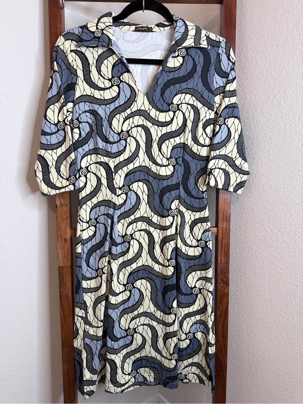 J.McLaughlin XS Catalina Cloth Abstract Pinwheel Print Collared Dress